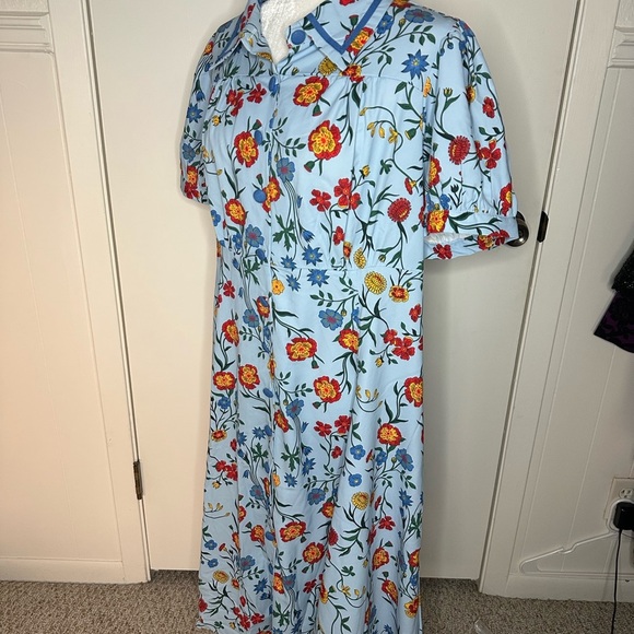 Unique Vintage Orange Red Puff Sleeve Sundress NWT - Picture 4 of 8